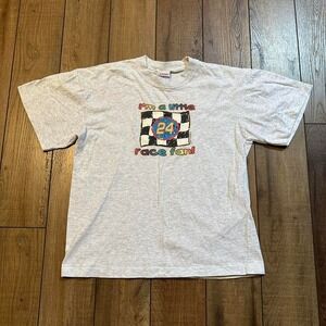 Vintage kids‎ nascar Jeff Gordon I'm a little race fan gray tee size large 14/16